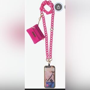 NWT Stylish Pink Phone Strap with Zippered Coin Purse